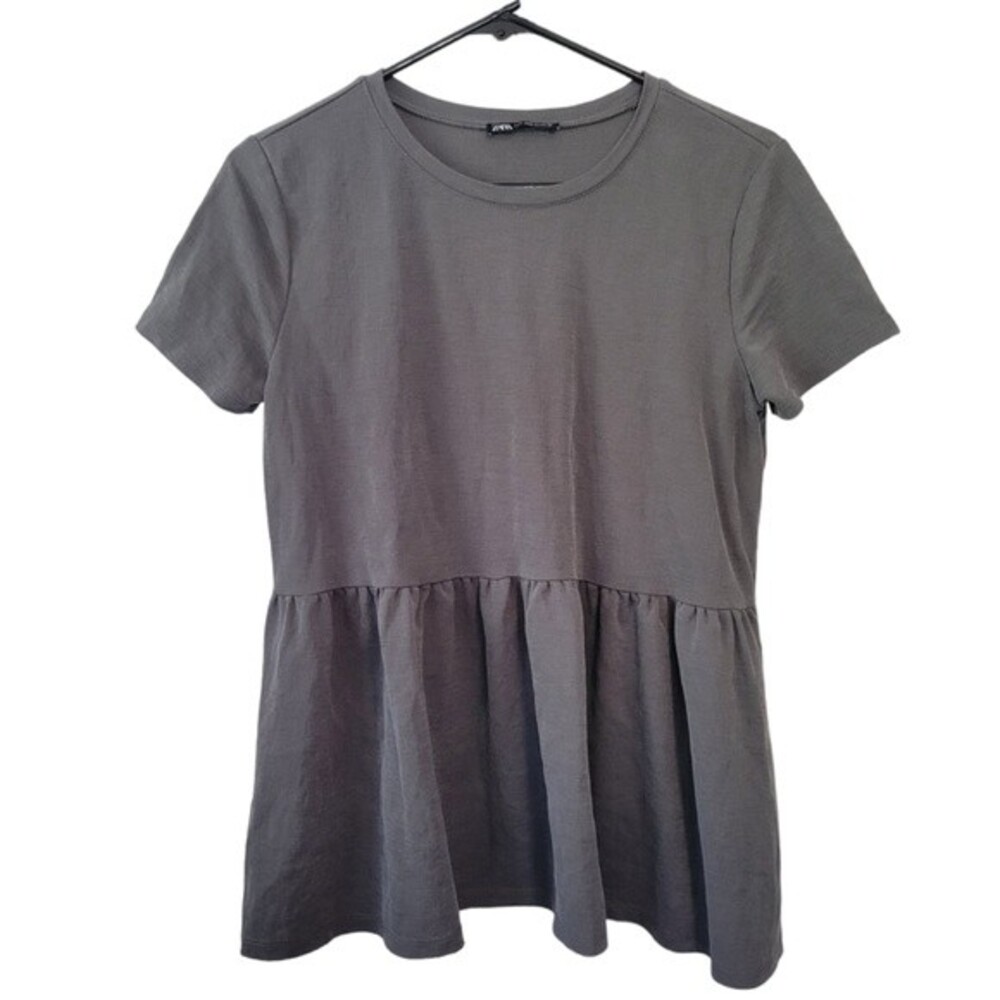 Zara Babydoll Dark Grey Top Size Medium Neutral